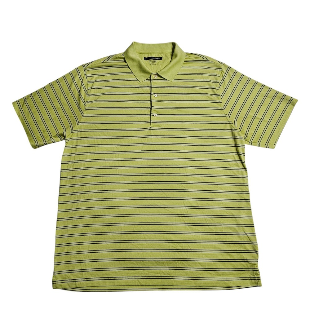 Greg Norman‎ Play Dry Golf Polo Shirt Striped Short Sleeve XL Yellow